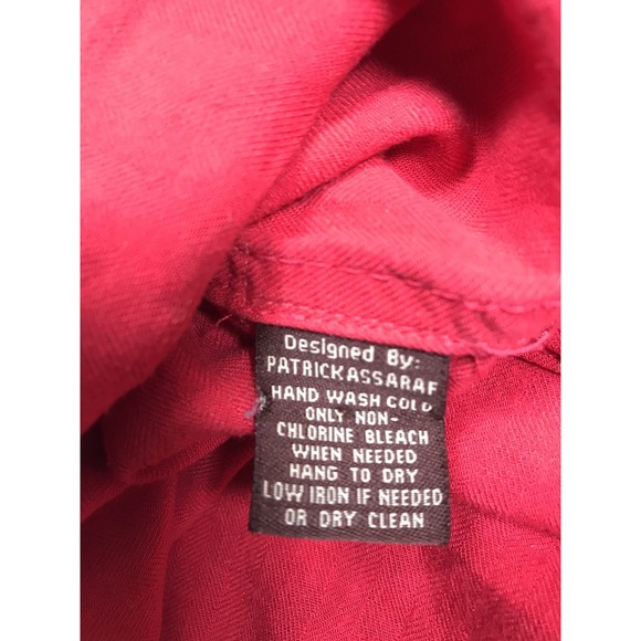 Toscano Silk Blend Button Shirt Mens Medium Red Geometric Short Sleeve Casual - Picture 9 of 13